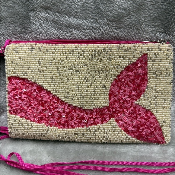 Pink Sequin Mermaid Tail Clutch - Picture 1 of 5